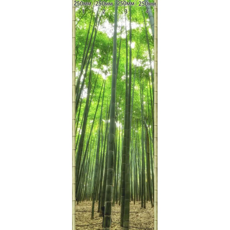 Комплект панелей ПВХ с цифровой печатью "Бамбук Оливковый - Бамбуковый Лес" 2700x250x9 мм, 4 шт