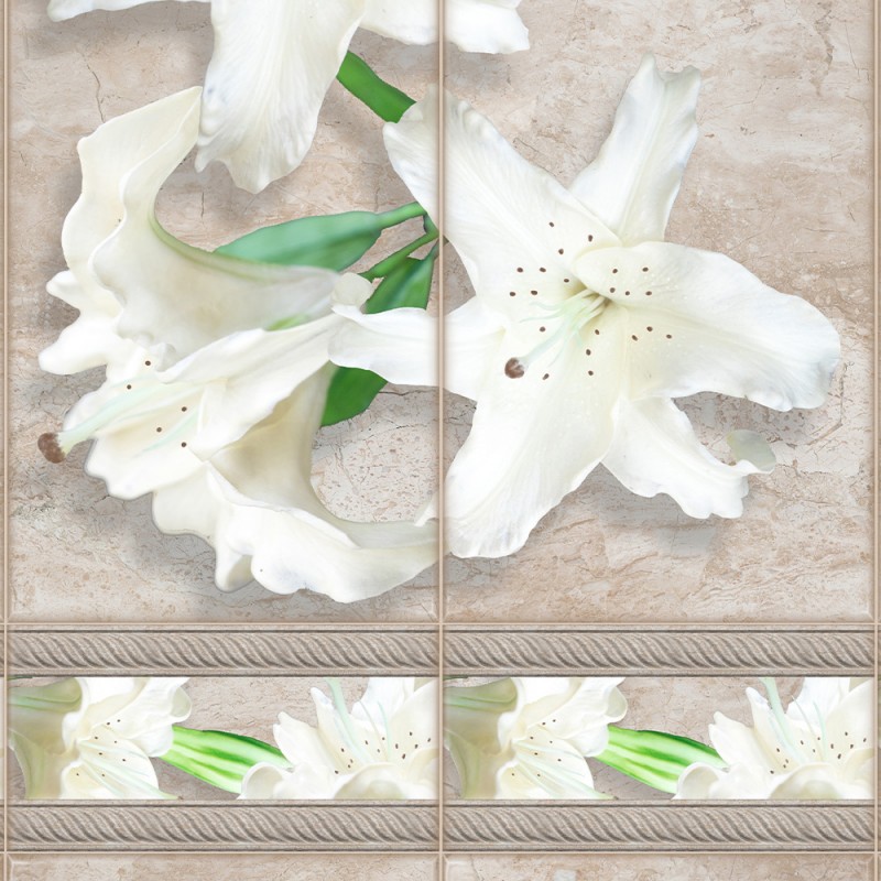 Комплект панелей ПВХ с цифровой печатью "Лилия Белая" вставка-2 2700x250x9 мм, 2 шт