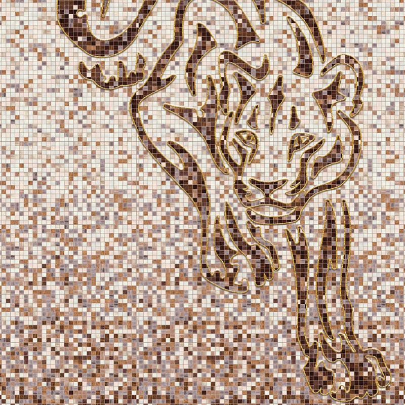 Комплект панелей ПВХ с цифровой печатью "Мозаика Коричневая - Пантера" 2700x250x9 мм, 3 шт
