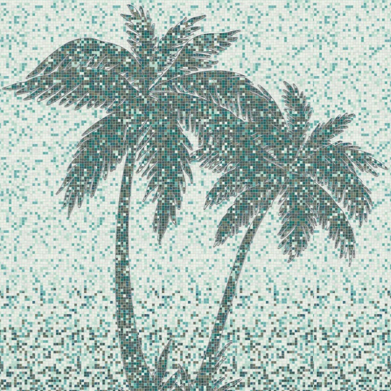 Комплект панелей ПВХ с цифровой печатью "Мозаика Малахит - Пальмы" 2700x250x9 мм, 5 шт