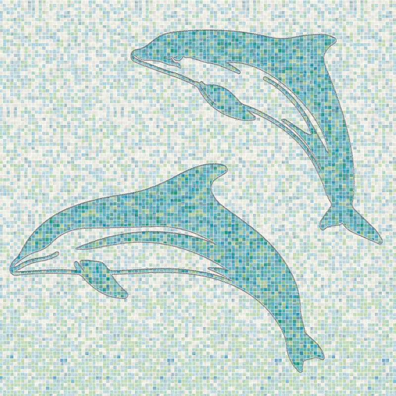 Комплект панелей ПВХ с цифровой печатью "Мозаика Бирюза - 2 дельфина" 2700x250x9 мм, 4 шт