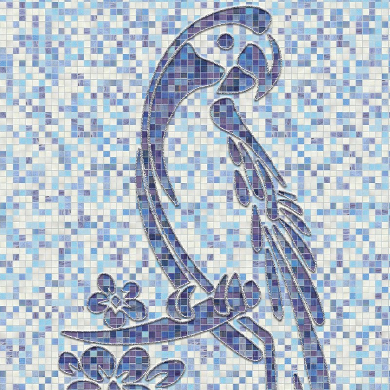 Комплект панелей ПВХ с цифровой печатью "Мозаика Ультрамарин - Попугай" 2700x250x9 мм, 2 шт