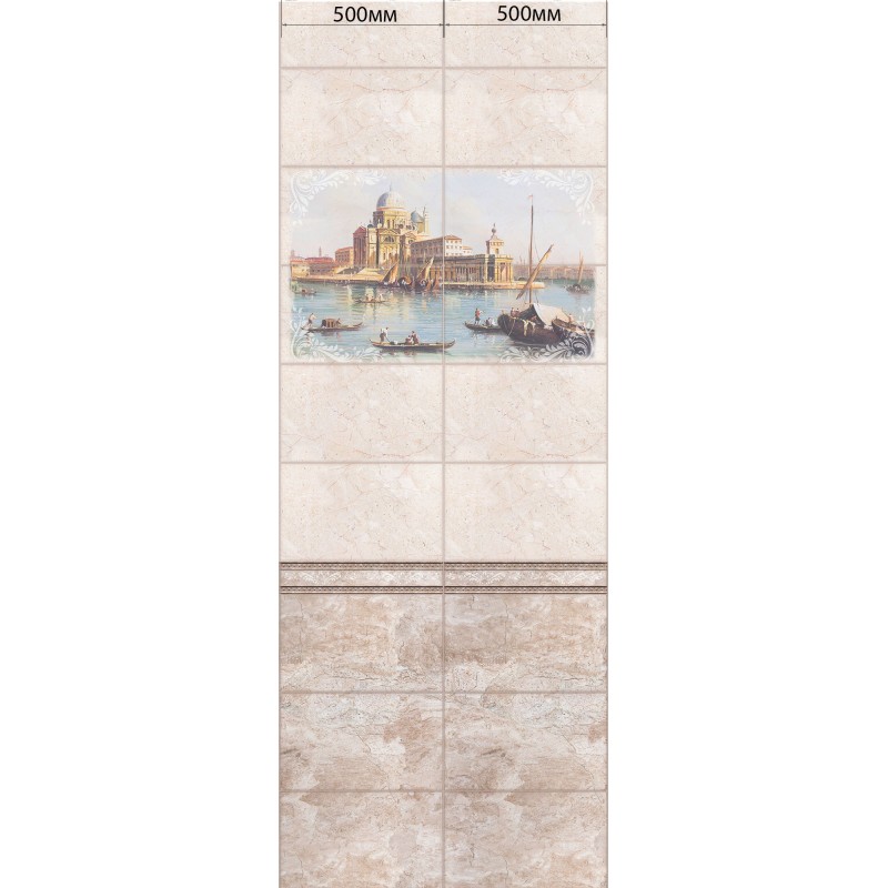 Комплект панелей ПВХ с цифровой печатью "Старый Город - Венеция" 2700x500x9 мм, 2 шт
