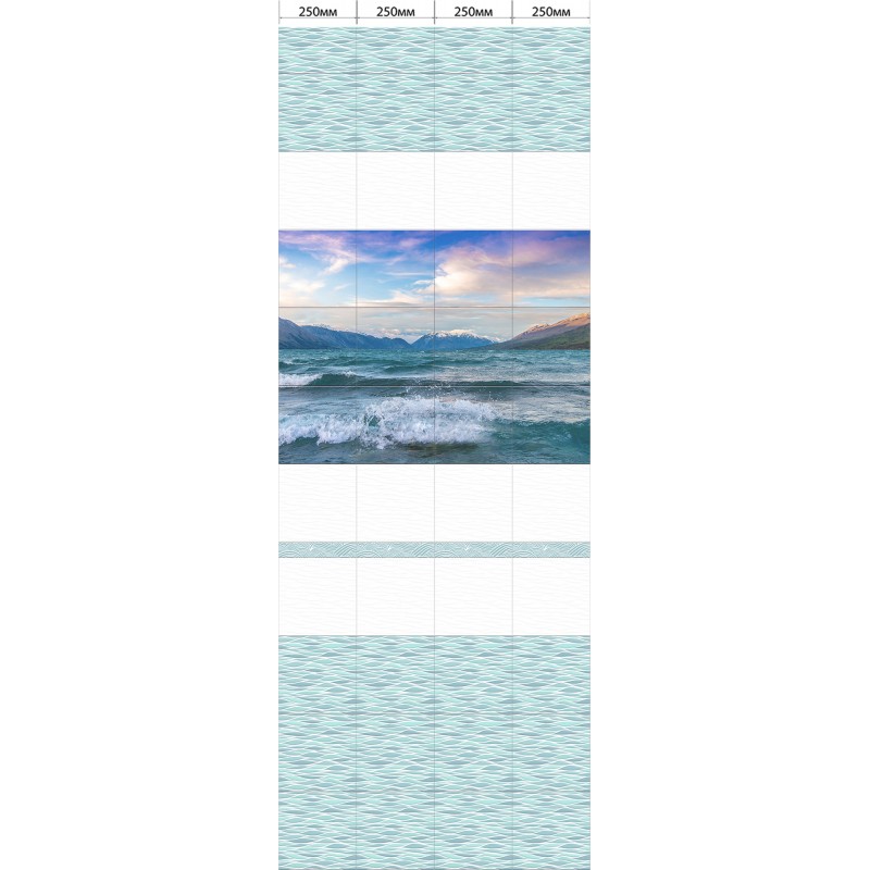 Комплект панелей ПВХ с цифровой печатью "Море" вставка 2700x250x9 мм, 4 шт