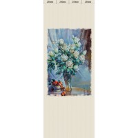 Комплект ламинированных панелей ПВХ с цифровой печатью "Лен Серый - Белые Розы" вставка 2700x250x9 мм, 4 шт
