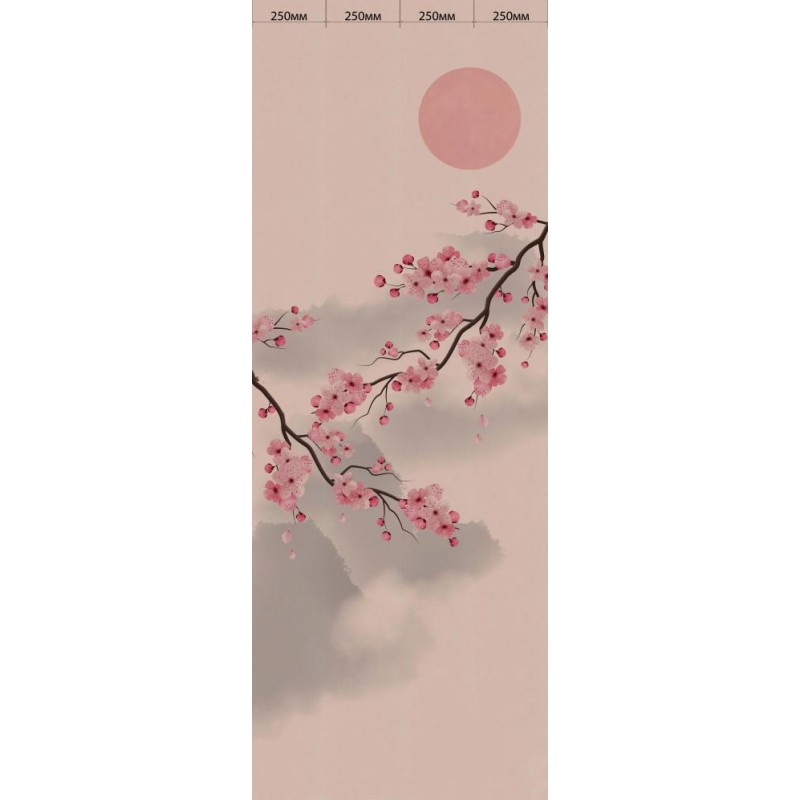 Комплект ламинированных панелей ПВХ с цифровой печатью "Цветок Коричневый - Японский Сад" вставка 2700x250x9 мм, 4 шт