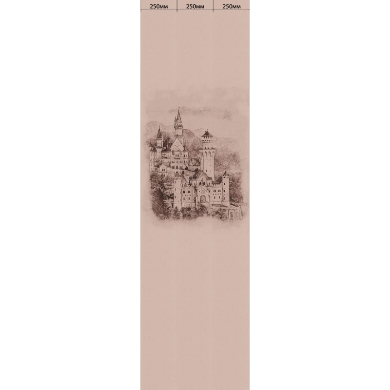 Комплект ламинированных панелей ПВХ с цифровой печатью "Цветок Коричневый - Рыцарский Замок" 2700x250x9 мм, 3 шт