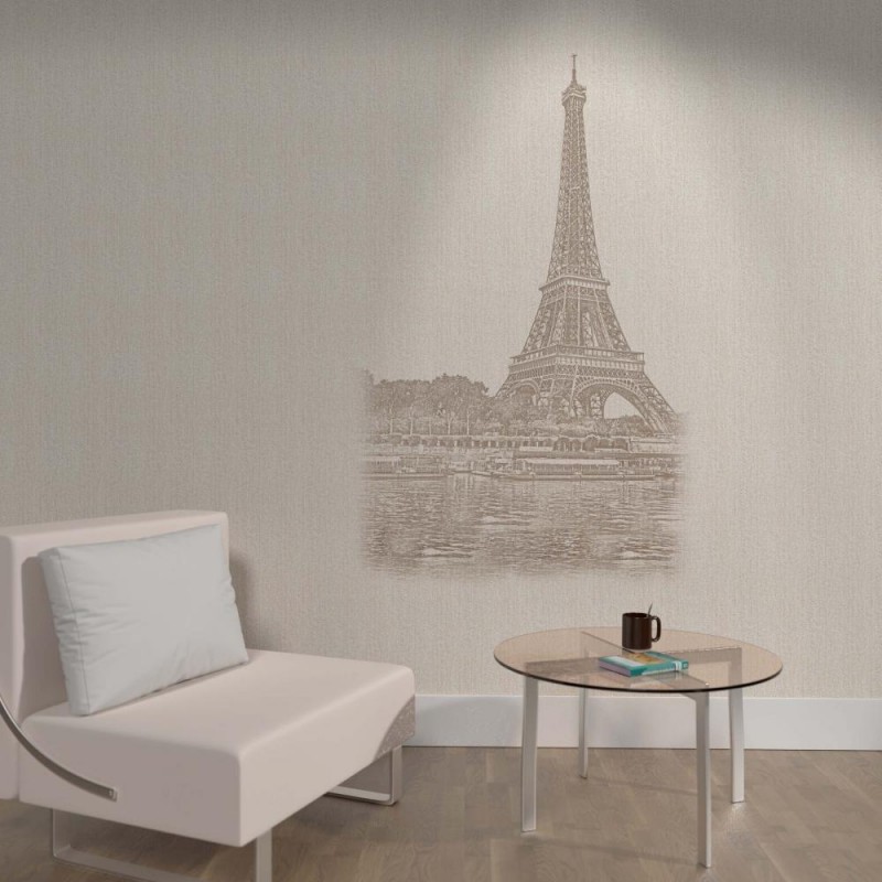 Комплект ламинированных панелей ПВХ с цифровой печатью "Травентино Бежевый - Париж" вставка 2700x250x9 мм, 4 шт