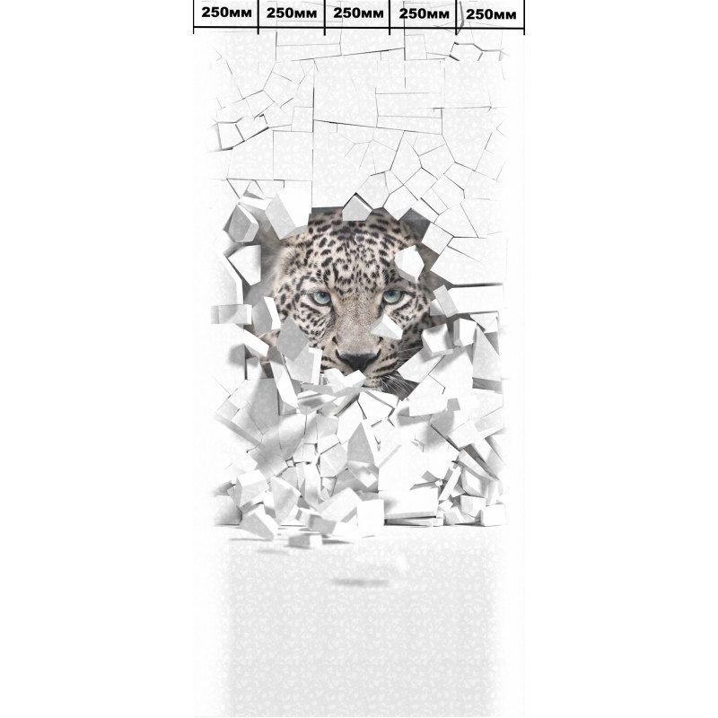Комплект ламинированных панелей ПВХ с цифровой печатью "Белый Бархат - Барс" Панно 2700x250x9 мм, 5 шт